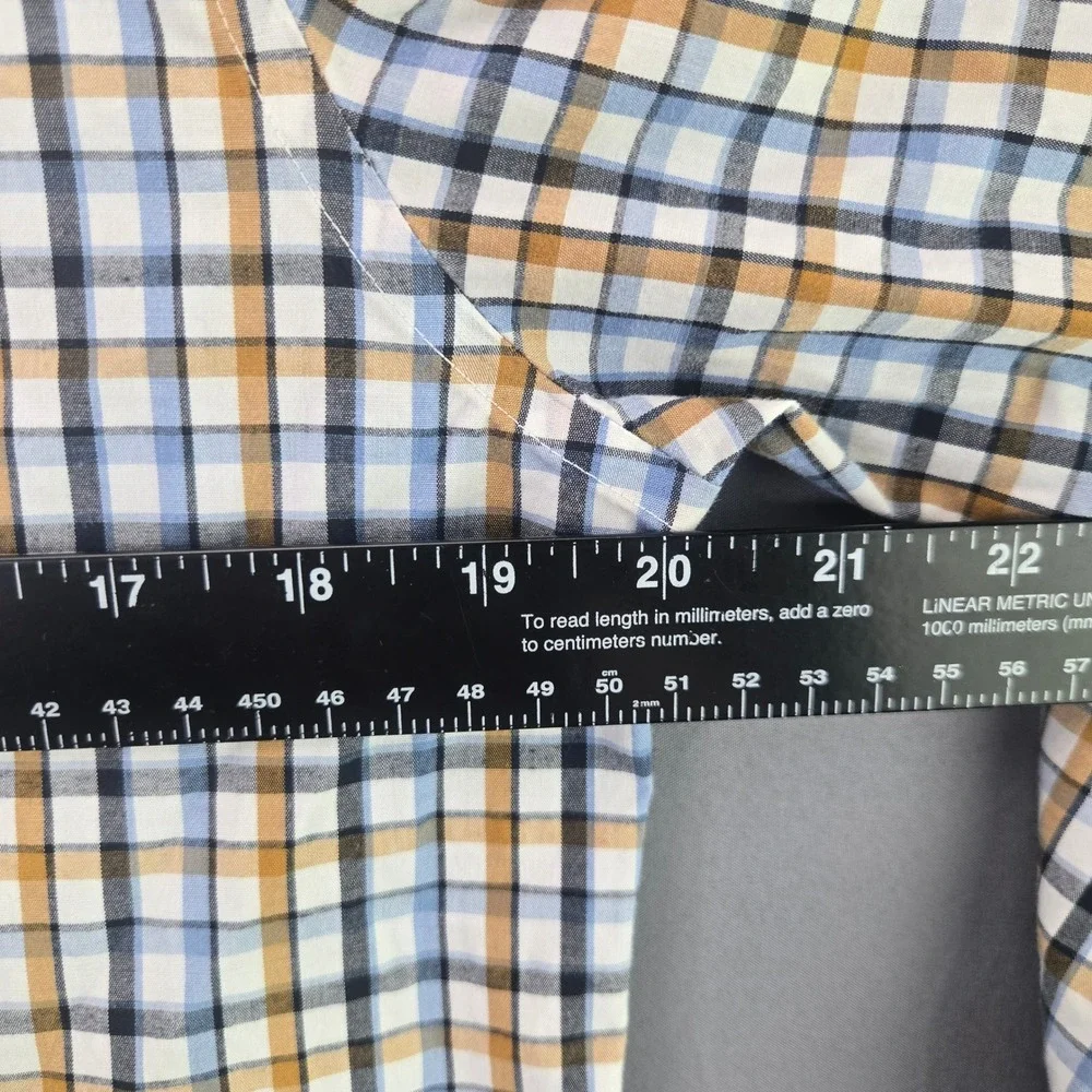 Banana Republic Shirt Mens M Blue Plaid Wrinkle Resistant Slim Fit Button Up LS